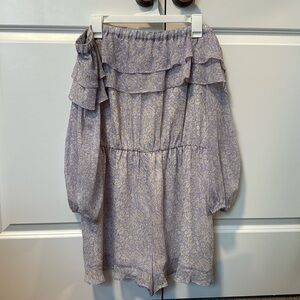 EXPRESS - Lavender and Gold, Off the shoulder chiffon Romper